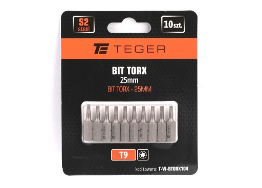 Бита TORX 25 мм/T9 (НАБОР 10 ШТ) / TEGER