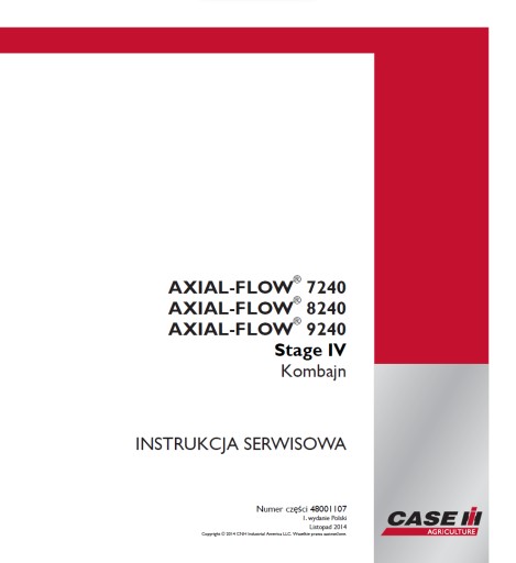 Case комбайн axial flow 7240,8240,9240 руководство по ремонту по-польски