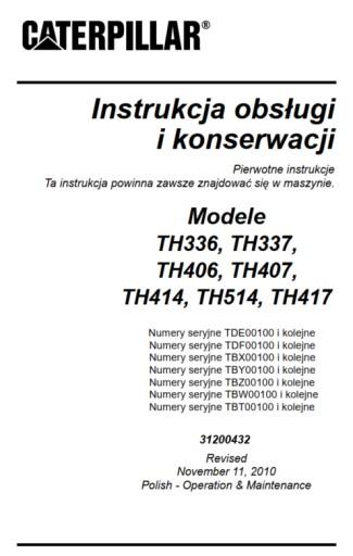 CAT TH336 337 406 407-514 руководство по эксплуатации DTR