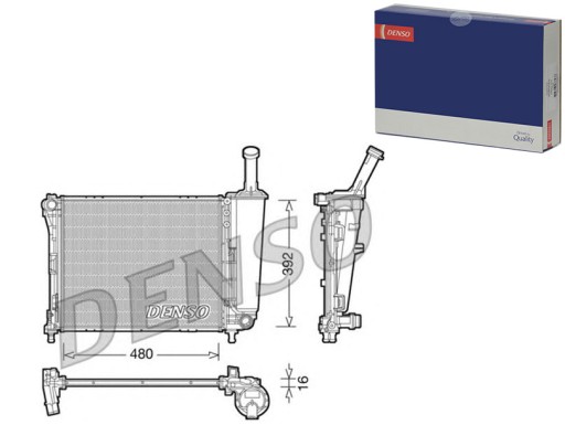 DENDRM09088(HQ) - Радіатор двигуна fiat panda 1.2/1.2lpg 02/12- ден
