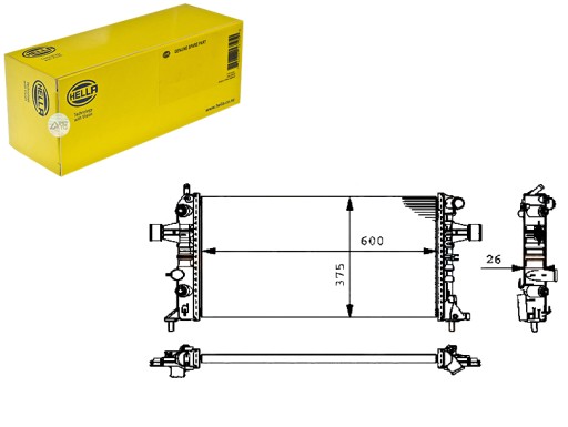 HELLA 8MK 376 710-324 CHŁ - РАДИАТОР ДВИГАТЕЛЯ - СИСТЕМА ОХЛАЖДЕНИЯ ДВИГАТЕЛЯ [АД