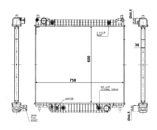 56026 - ОХОЛОДЖУВАЧ ВОДИ FORD E 150/250 NRF