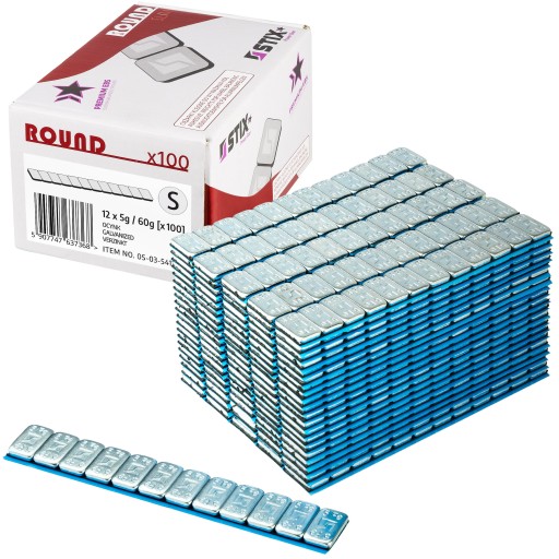 Грузы для колесных дисков ALU склеенные оцинкованные круглые тонкие 12X5G 100PCS STIX