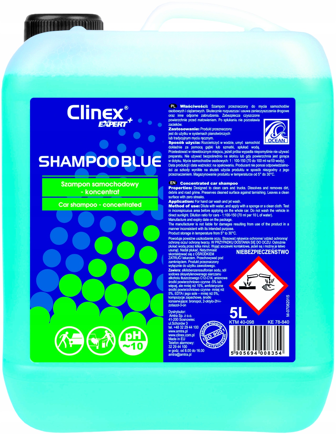 CLINEX SHAMPOOBLUE для легковых автомобилей и грузовиков 5L