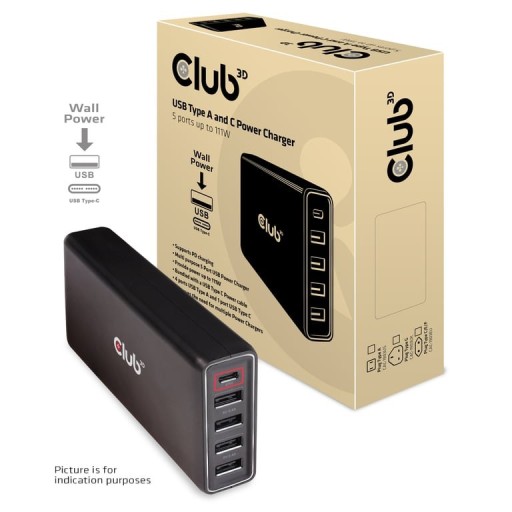 Зарядное устройство для мобильных устройств CLUB3D CAC-1903EU Universal Black Current