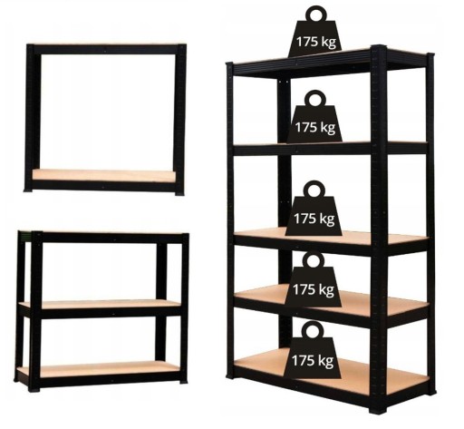 ЧЕРНЫЙ МЕТАЛЛИЧЕСКИЙ СТЕЛЛАЖ ДЛЯ ХРАНЕНИЯ ПРОДУКТОВ ПОДВАЛА 180х90х40см 2в1