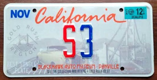 Калифорния - памятный номерной знак США.