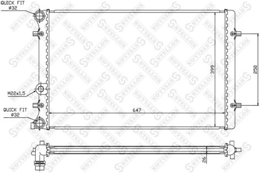 10-25006-SX - Радіатор Audi A3, VW Bora/Golf IV 1.4-2.0 97-