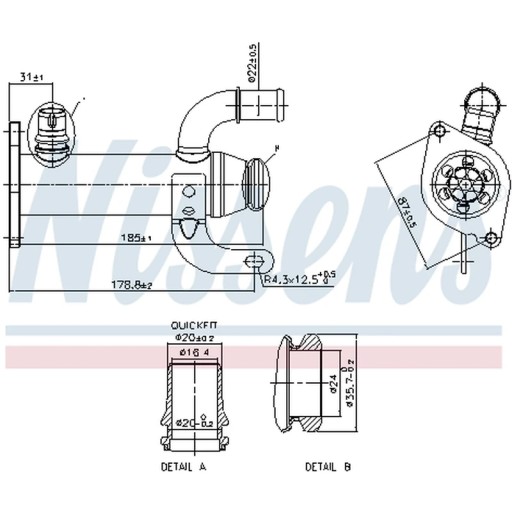 989278 - Радіатор, рециркуляція вихлопних газів NISSENS 989278