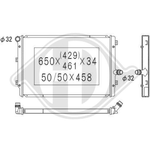 DCM3443 - Радіатор, система охолодження двигуна audi a3 03-05