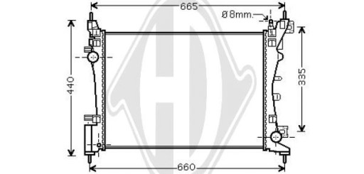 DCM1737 - Радіатор, система охолодження двигуна citroen nemo 08->>