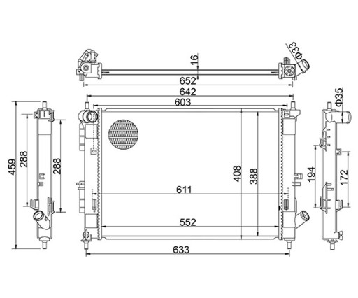 Радіатор, система охолодження двигуна HART 641 304