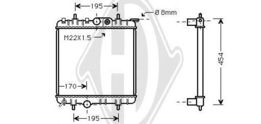 DCM2762 - Радіатор, система охолодження двигуна Peugeot 206/206CC 98-08