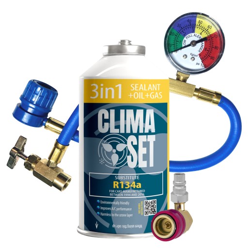 ClimaSet 3в1 R134a газ для пробивання кондиціонера, кабель, адаптер 350г