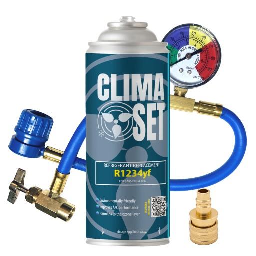 ClimaSet Gaz R1234yf для заправки кондиционера 340 мл, кабель, переходник