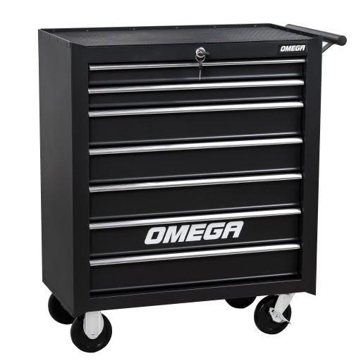 Чорна шафа для майстерні, мобільний візок для інструментів, 7 ящиків, FR4027B