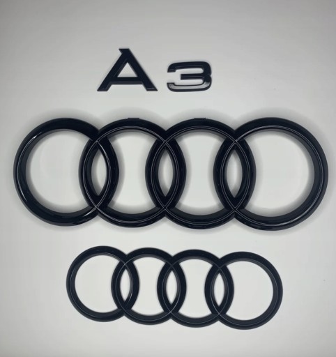 AUDIA3+A3fullkomplet - Черные эмблемы Audi A3, передние и задние кольца + A3 8V