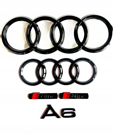 AUDIA6S6RS6C8 - Чорні емблеми Ауді А6 кільця + 2х лінза + А6 С8