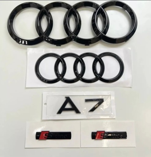 A7C8FULLSETS-line - Чорні емблеми Audi A7 кільця + S-Line + A7 C8