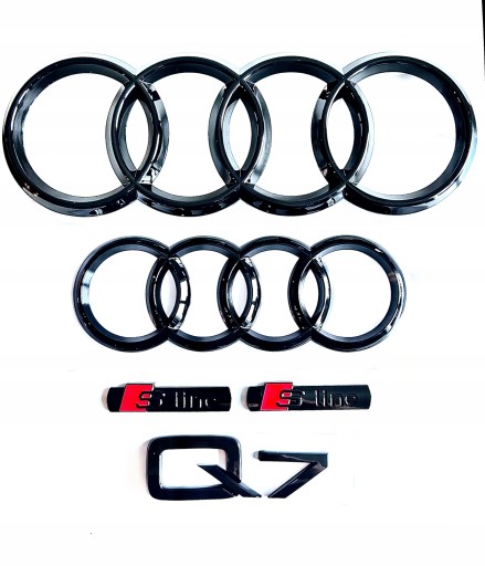 Черные эмблемы Q7 спереди и сзади + 2 нашивки + Q7 19-23w
