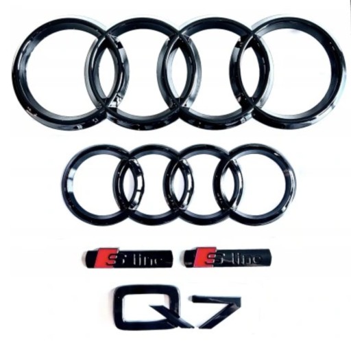 4M08536052ZZ - Чорні кільця спереду та ззаду та SLine Q7 SQ7 Set 4M ABS Black Gloss 17-22