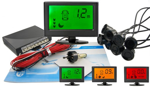 Датчики заднего хода передние парковочные 8X LCD цветной удлинитель 4M сервисные