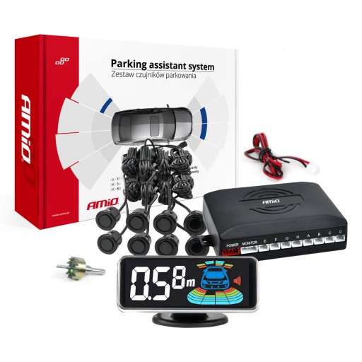 Датчики парковки заднего хода LED 3D передние задние черные ЗОЛОТЫЕ 18 мм AMIO-03192