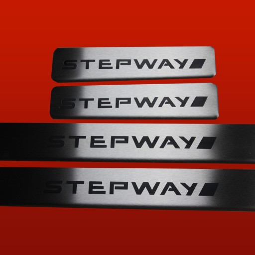 DACIA SANDERO MK2 STEPWAY Накладки на пороги, нержавіюча сталь 304, написи кольорові