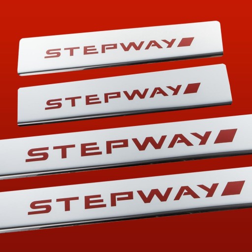 DACIA SANDERO MK2 STEPWAY Накладки на пороги, нержавеющая сталь 304, красный глянцевый