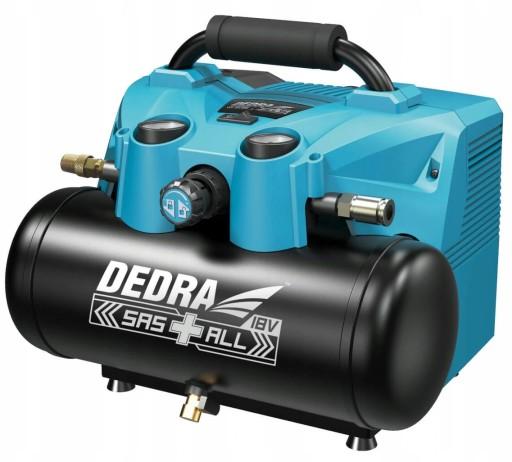 DEDRA БЕЗМАСЛИНИЙ КОМПРЕСОР SAS+ВСІ КОМПРЕСОР 18V ​​БАТАРЕЯ 8 БАР 6L