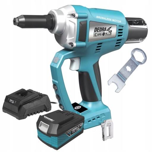 БЕСЩЕТОЧНЫЙ АККУМУЛЯТОРНЫЙ ЗАКЛЕПОЧНИК DEDRA 10KN 18V + 4Ah