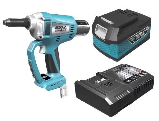 Безщітковий клепальник DEDRA + акумулятор 4AH + ШВИДКИЙ ЗАРЯД.