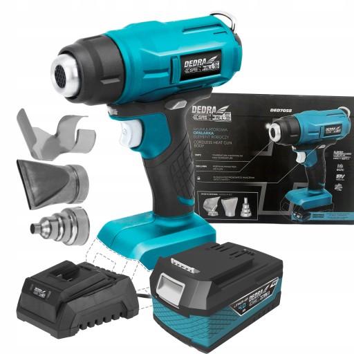 DEDRA АКУМУЛЯТОРНА ТЕПЛОВА ПИСТОЛА 550°C 18V 3 ФОРСУНКИ 4Ah
