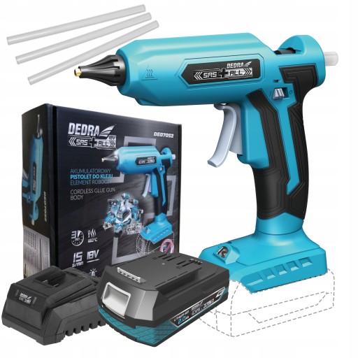 АКУМУЛЯТОРНИЙ КЛЕЄВИЙ ПІСТОЛЕТ DEDRA 18V + 2Ah