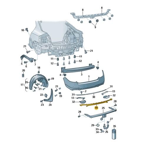 5E5807521G 9B9 - ЗАДНИЙ БАМПЕР СПОЙЛЕР 5E5807521G9B9