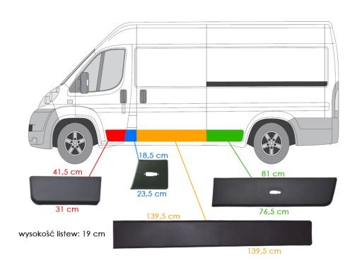 FT90754+FT90823+59+71 - Ducato BOXER Jumper MAXI L4 бічні молдинги ліві
