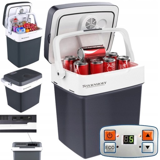 ВЕЛИКИЙ ПОРТАТИВНИЙ АВТОМОБІЛЬНИЙ ХОЛОДИЛЬНИК 230В ФУНКЦІЯ НАГРІВУ 2В1 32Л