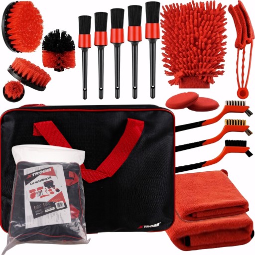 ВЕЛИКИЙ НАБІР ДЕТАЛІЗАЦІЙ 19 ШТ. ДЛЯ АВТОМОБІЛЯ СУМКА ЩІТКИ ГАРАНТІ ЩІТКИ ГУБКА