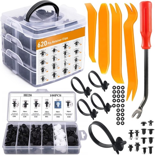 БОЛЬШОЙ НАБОР АВТОМОБИЛЬНЫХ ЗАПОНОК, ЗАЖИМЫ ДЛЯ ОБИВКИ АВТОМОБИЛЯ, 720 ШТ.