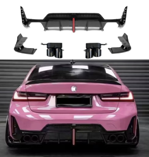 657VCP676 - Задний диффузор задний спойлер + концевые элементы bmw g20 g21 polify gloss black