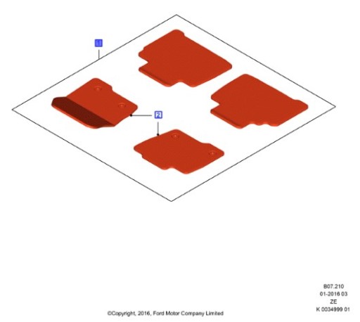 Гумові Килимки ПЕРЕД + ЗАД FORD EDGE Mk2 2016-