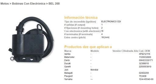 268-01 - DZE КАТУШКОДУЛЬ APRILIA RIEJU 50, YAMAHA DT50