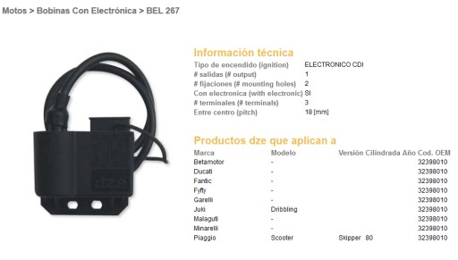 267-01 - DZE КАТУШКОДУЛЬ PIAGGIO / BETAMOTOR