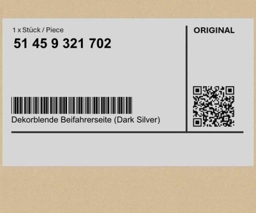 51459321702 9321702 ( INTRAD ) - Декоративная накладка со стороны пассажира (Темно-серебристый) MINI F57 F57 F55 F55 F56