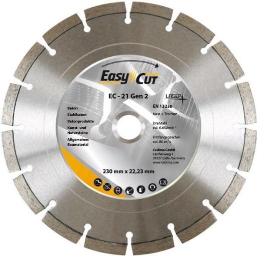 Алмазний ріжучий диск EC-21.2 230x2, 4X12X22, 23 мм CEDIMA