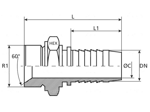 S.116670 - Dicsa BSP 60° Вставка для шланга 1 x 1 1/4 дюйма Резьба м