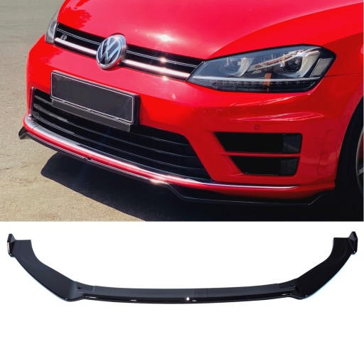 VW Golf 7 VII Накладка на бампер, спліттер спойлер Golf 7, чорний глянець ABS