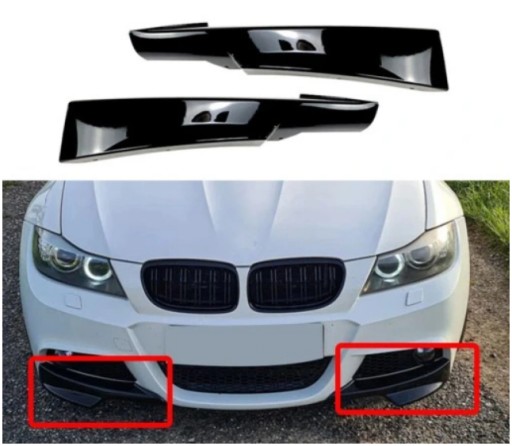 Разделитель губы на бампер FLAPSY черный GLOSS для BMW E90 E91 2009-2012 гг.