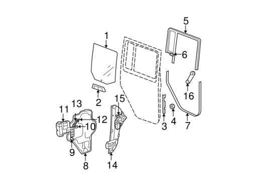 55395844AB - Нижний канал стекла правой двери JEEP WRANGLER JK