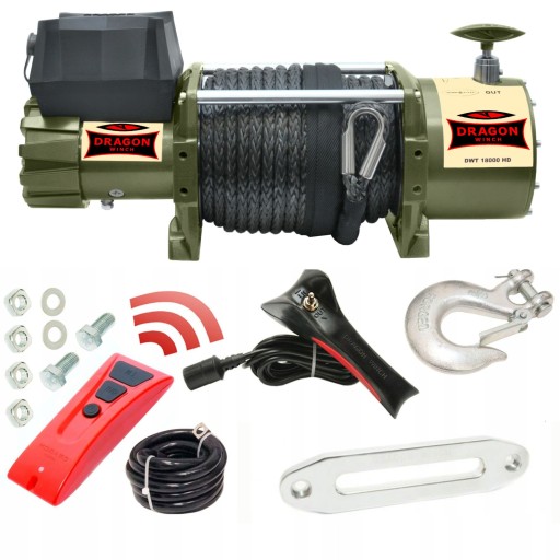 Електрична лебідка Dragon Winch 24V 18000 фунтів синтетична мотузка